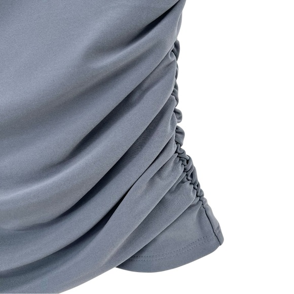 Wilfred Smooth Matter Clarissa Gray Blue Sleek Drapey Cowlneck DressTop sz S - Picture 6 of 11